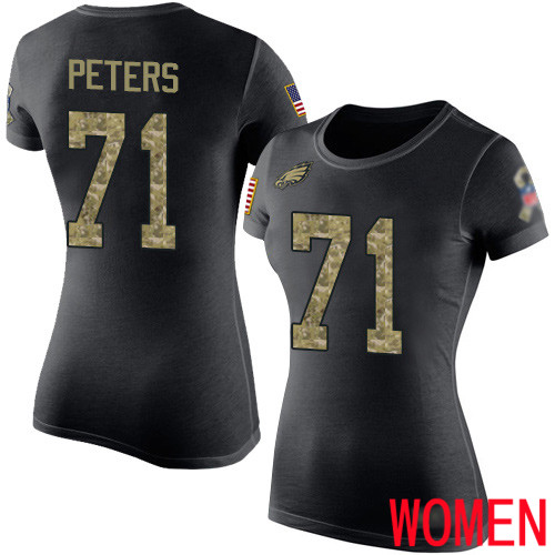 Women Philadelphia Eagles #71 Jason Peters Black Camo Salute to Service NFL T Shirt